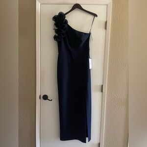 Elegant Navy One-Shoulder Evening Dress